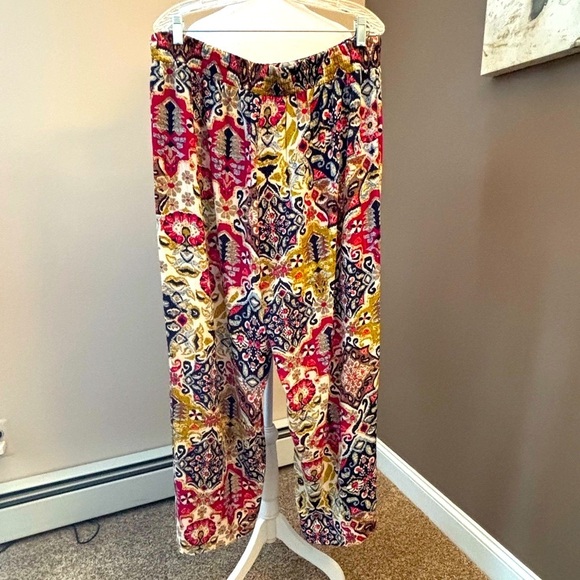 Avenue multicolor stretch waist wide leg Pants - Picture 4 of 7